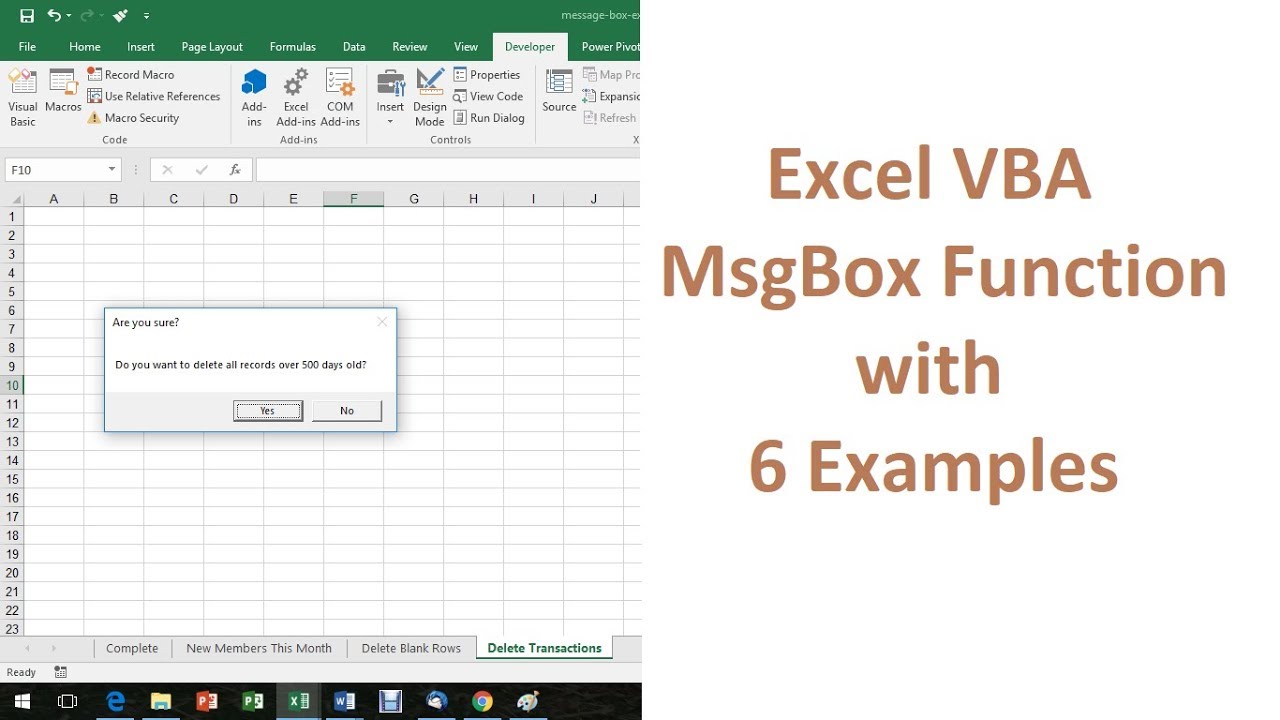 Excel VBA MsgBox Function - 6 Examples Of How To Use It