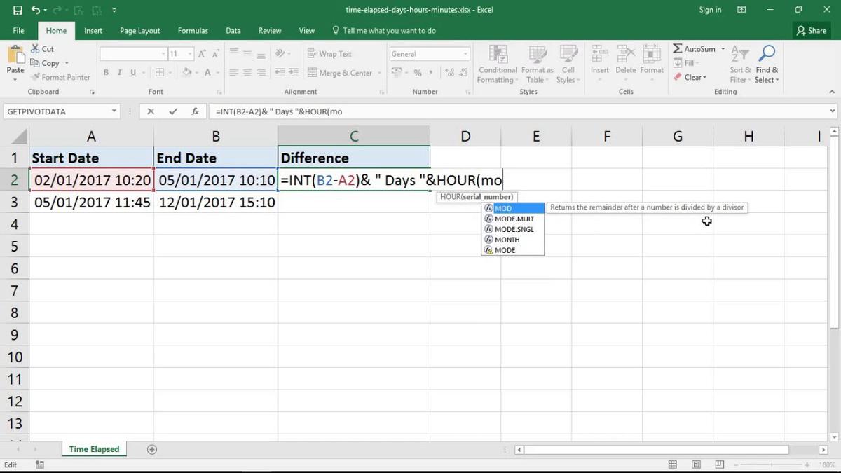 Excel Elapsed Time In Days Hours Minutes