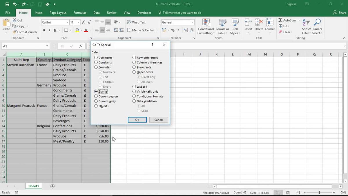 How To Get Rid Of All Blank Cells In A Column In Excel