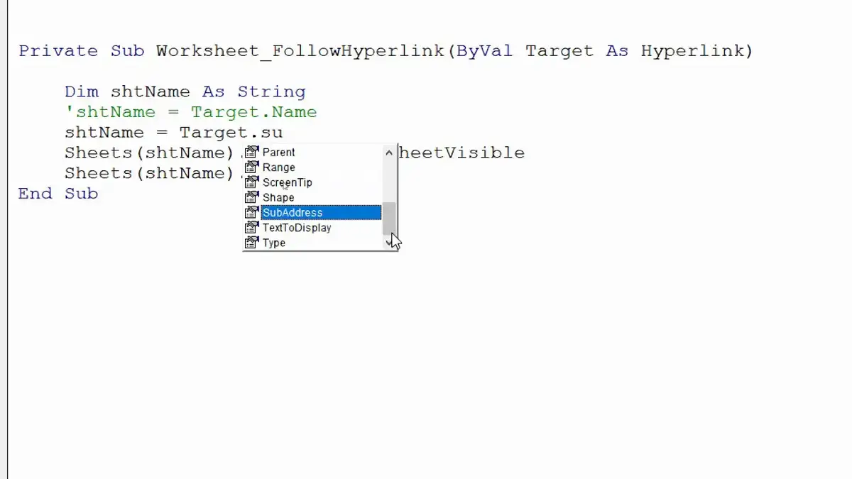 How To Create A Hyperlink To A Hidden Sheet In Excel