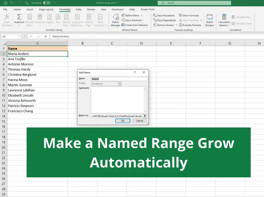 Make A Named Range Grow Automatically