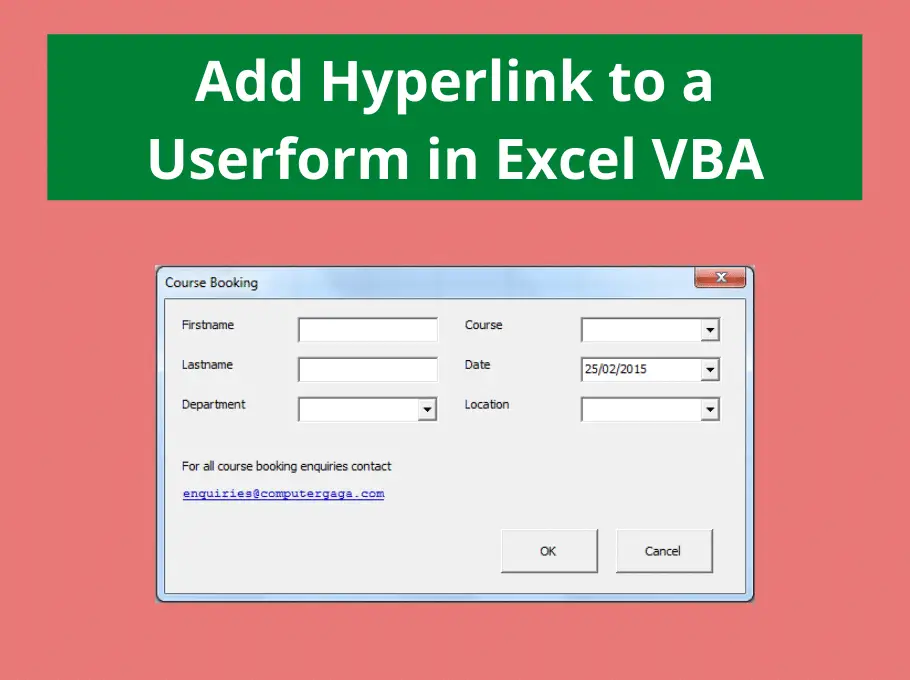 Add A Hyperlink To A Userform Excel Vba Computergaga