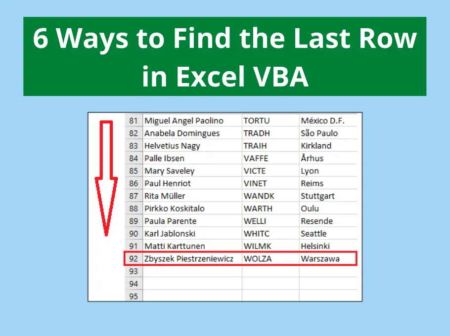 Excel Vba Tutorial Finding The Last Row Having Data In Excel Table 