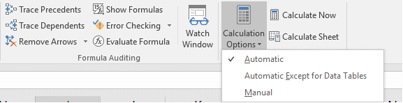 Définir les options de calcul sur automatique