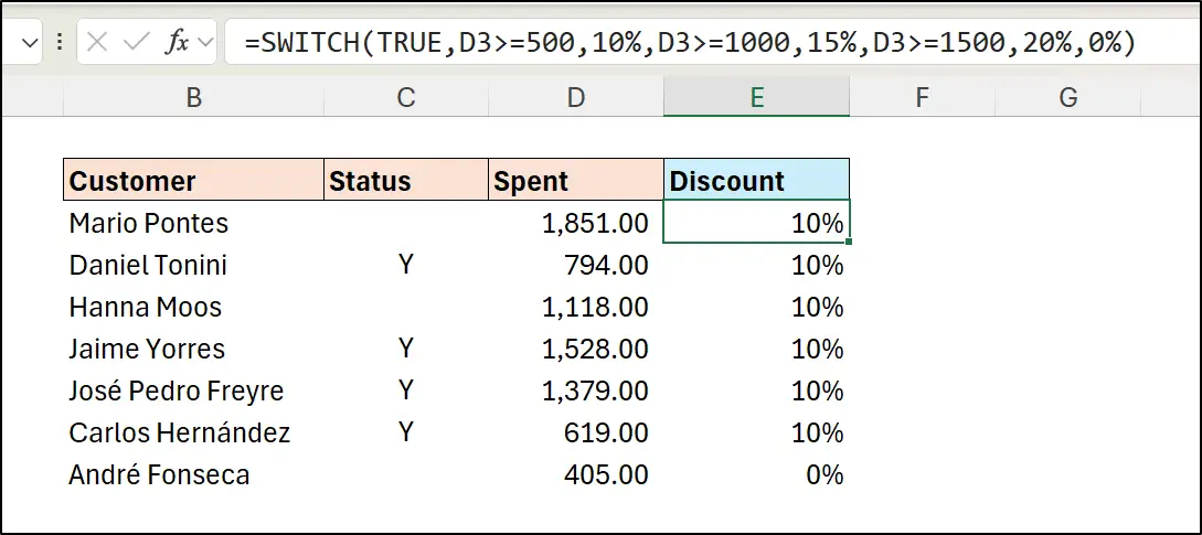 SWITCH arguments in the incorrect order