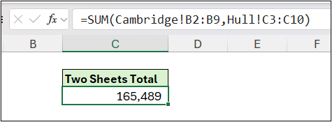 Sum function with multiple number ranges